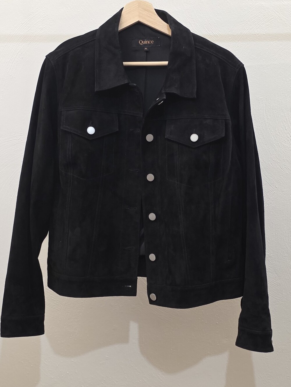 Quince 100% Goat Suede Trucker Jacket Black XL NWOT